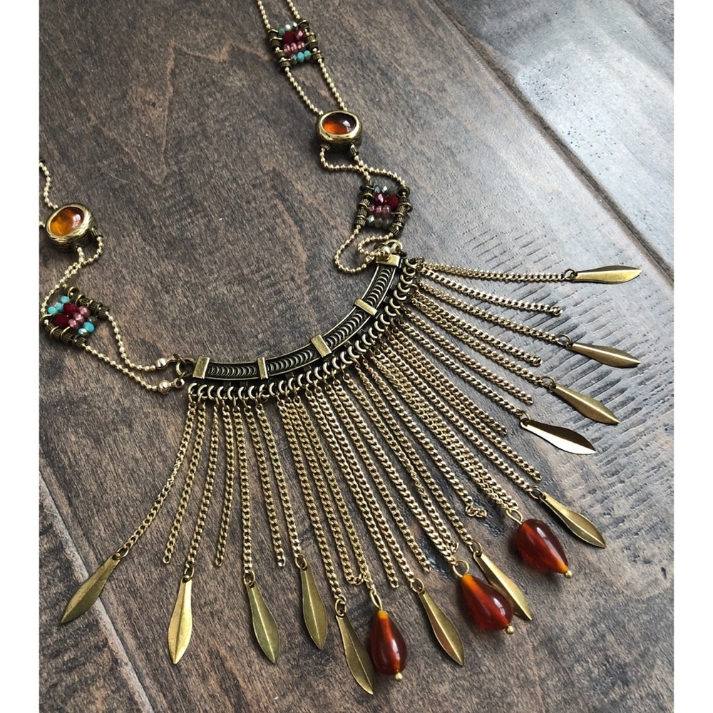 EXPRESS gold necklace with multi color beads